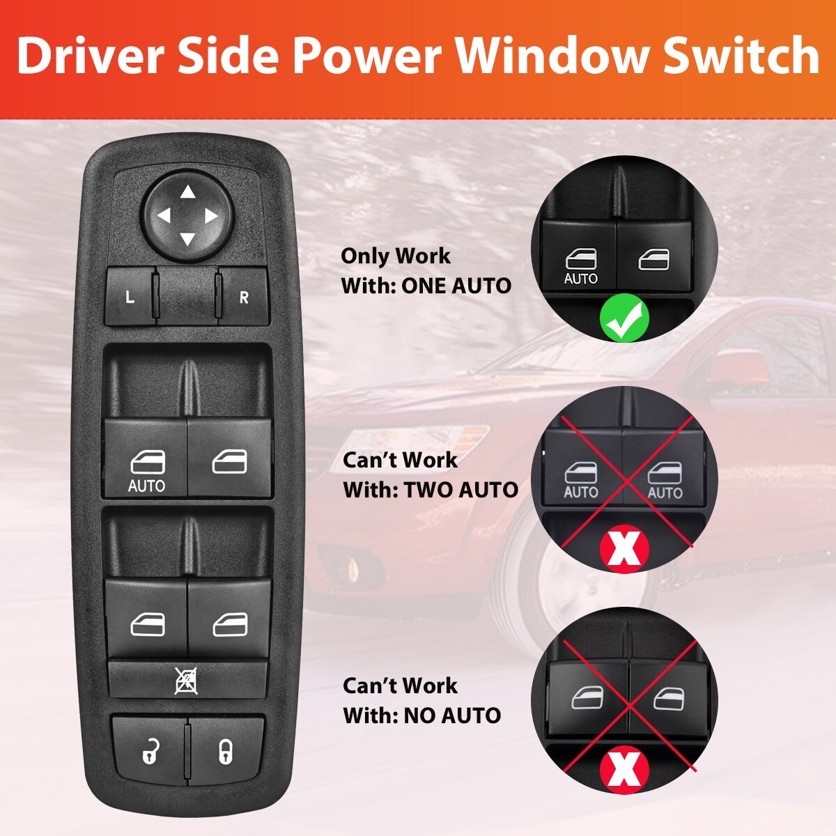 Driver Side Master Power Window Switch 68084001AD for 2011-2016 Dodge Journey