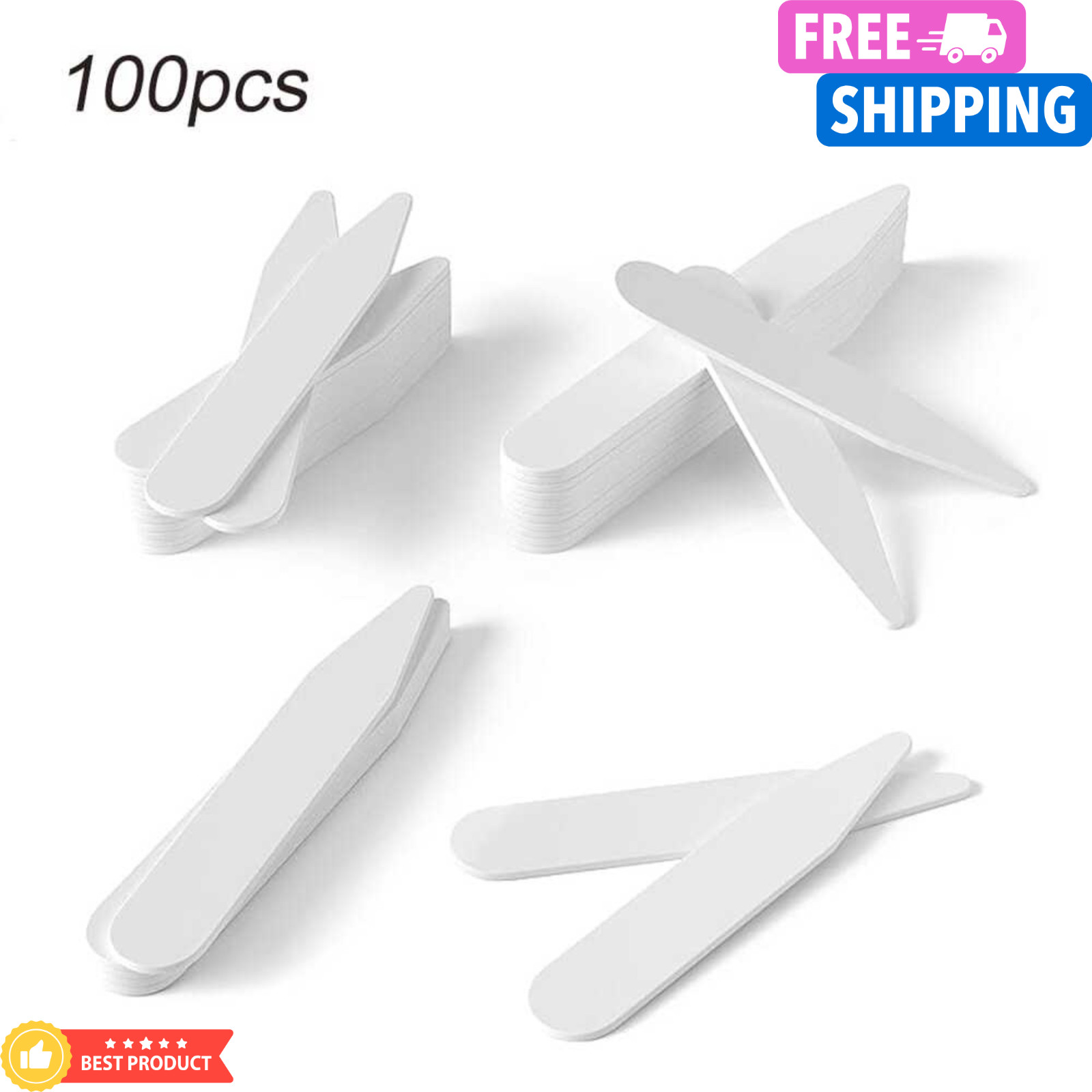 100pcs Plastic Collar Stays for Men – Shirt Collar Support Stiffeners Lifter