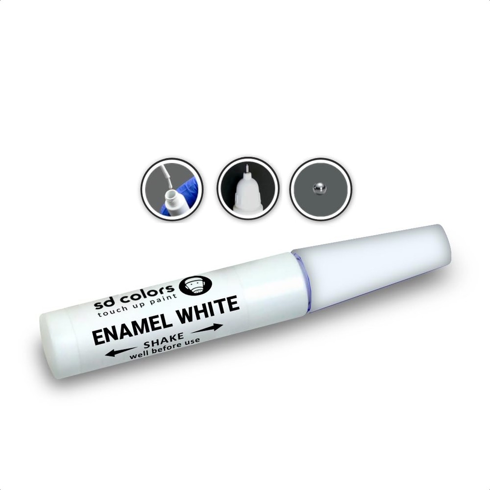 Enamel White Touch Up Paint, 12ml, Quick Drying, Compatible with Kü...
