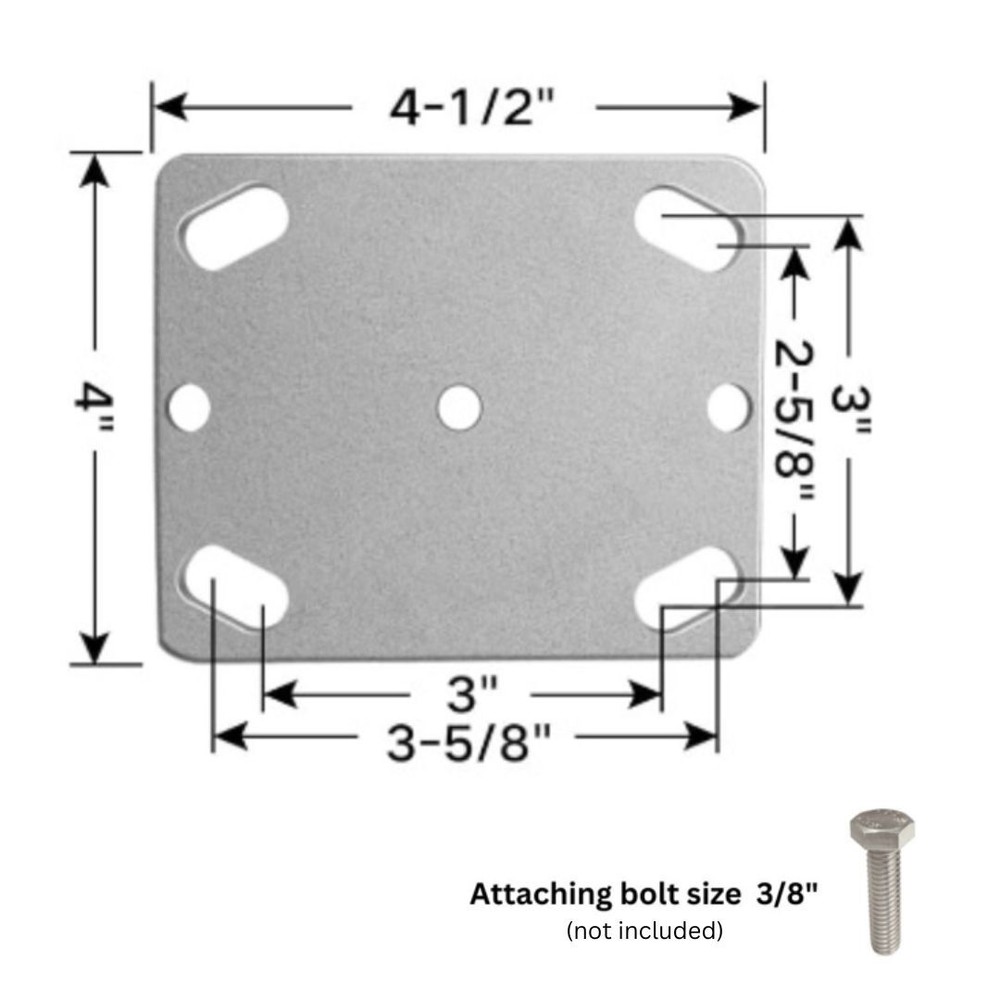 6" x 2" Steel Wheel Caster - Rigid