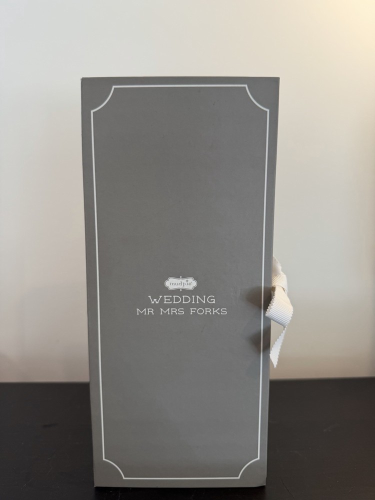 MudPie Mr Mrs Wedding Fork Set Wedding Utensils In Gift Box