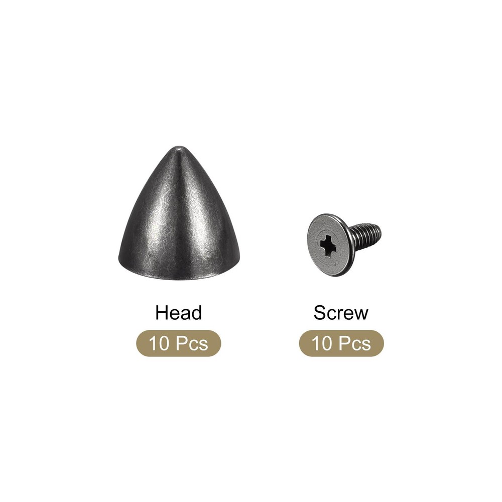12x12mm Screw Back Rivets, 10 Sets Leather Cable Studs for DIY Black