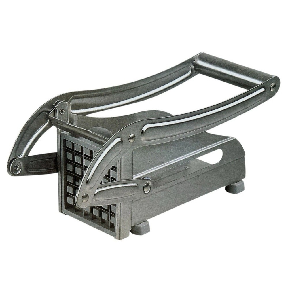 Metal Potato Chipper Push Function Cutter MD-808 Silver Dishwasher Safe