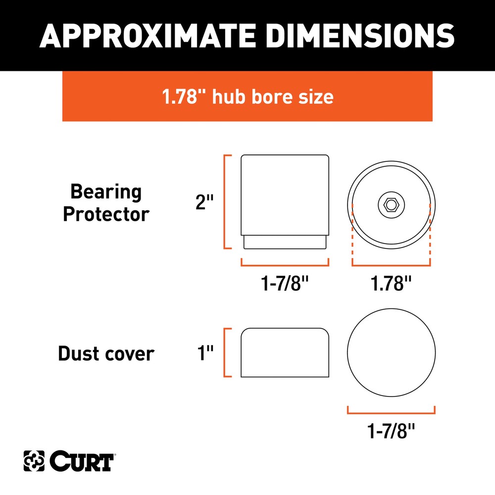 Curt 1.78" Bearing Protectors & Covers (2-Pack)