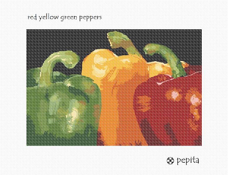 Red Yellow Green Peppers Needlepoint Canvas