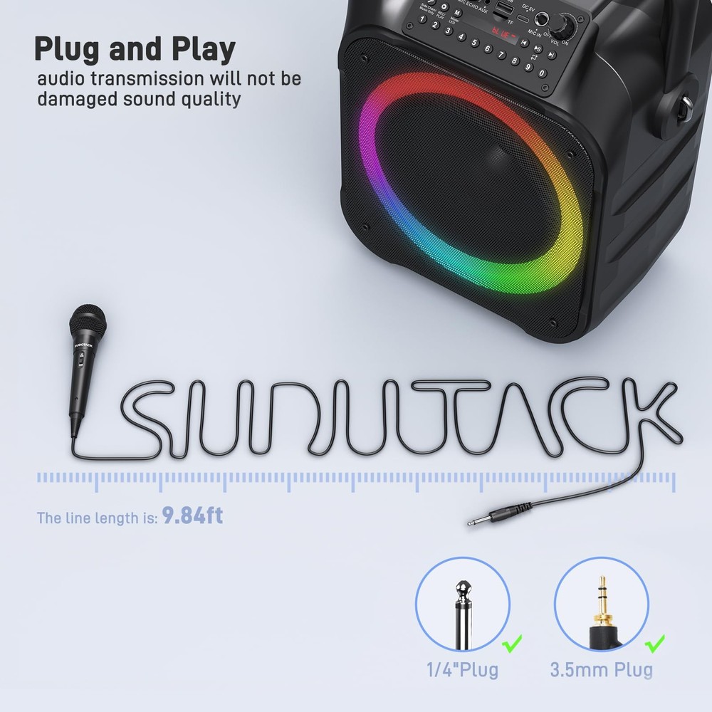 SUDOTACK Karaoke Microphone Wired Handheld: Dynamic 1-PACK, Black 1-pack