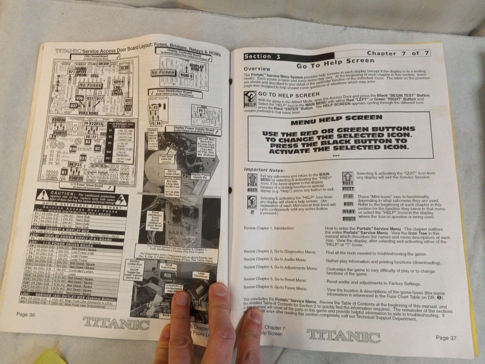Sega TITANIC Arcade Game Original MANUAL w Addendum