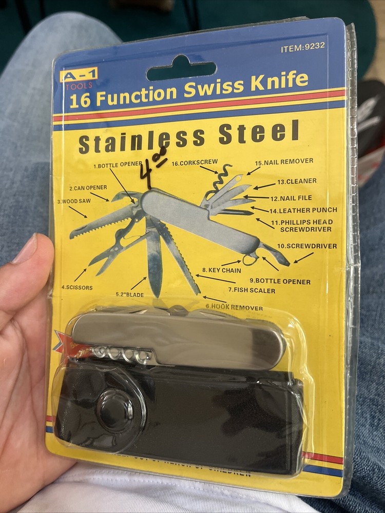 Multi Purpose 16 Function Swiss Pocket Tool Knife Vintage Stainless Steel