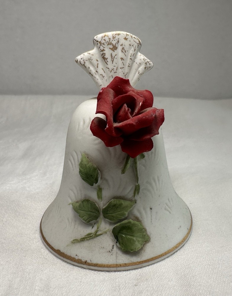 White Ceramic Floral Rose Bell