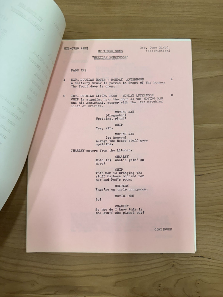 My Three Sons Original TV Show Script "Mexican Honeymoon"