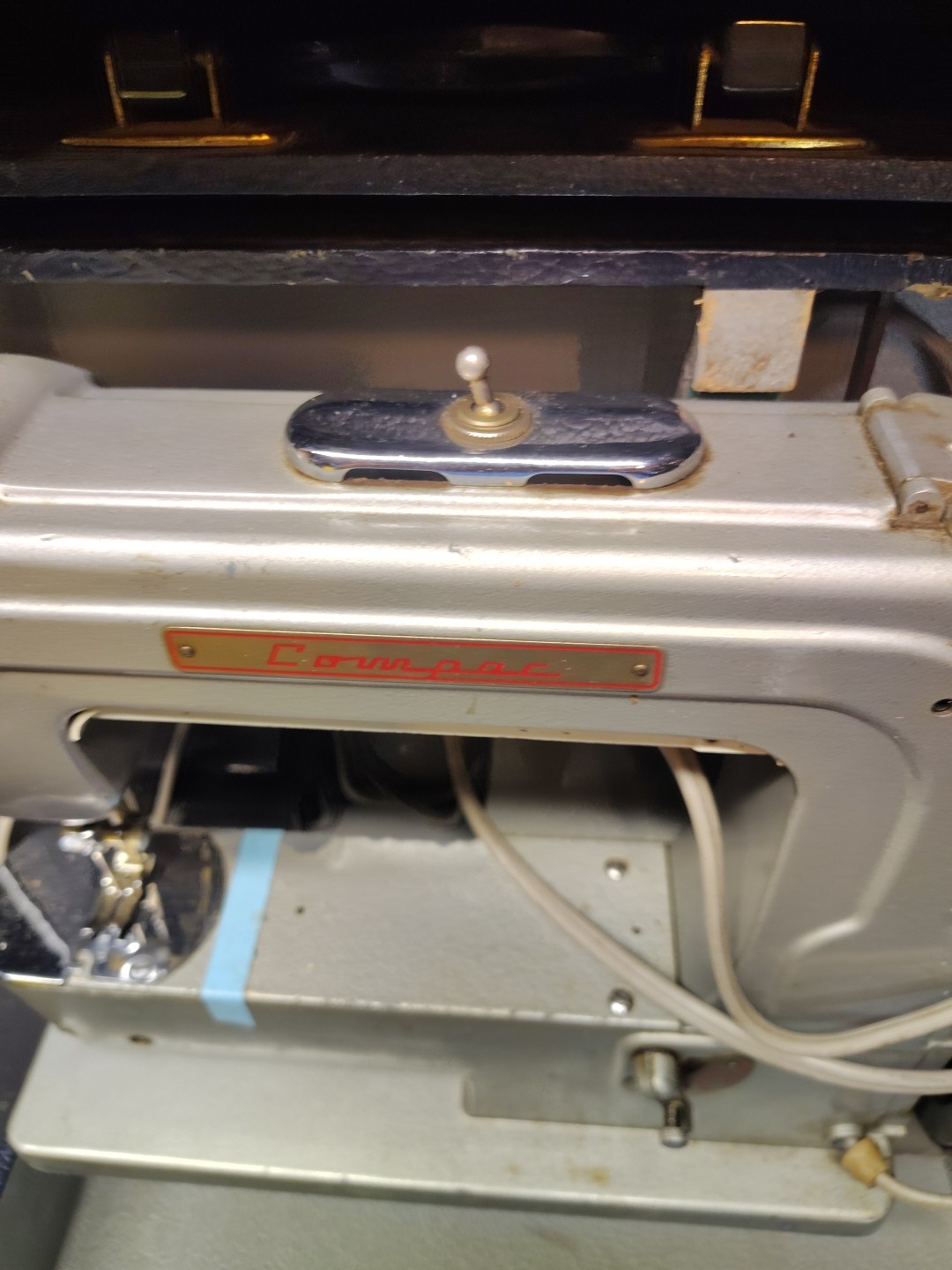 Vintage Portman Sewing Machine Compact Case Pedal Attachments