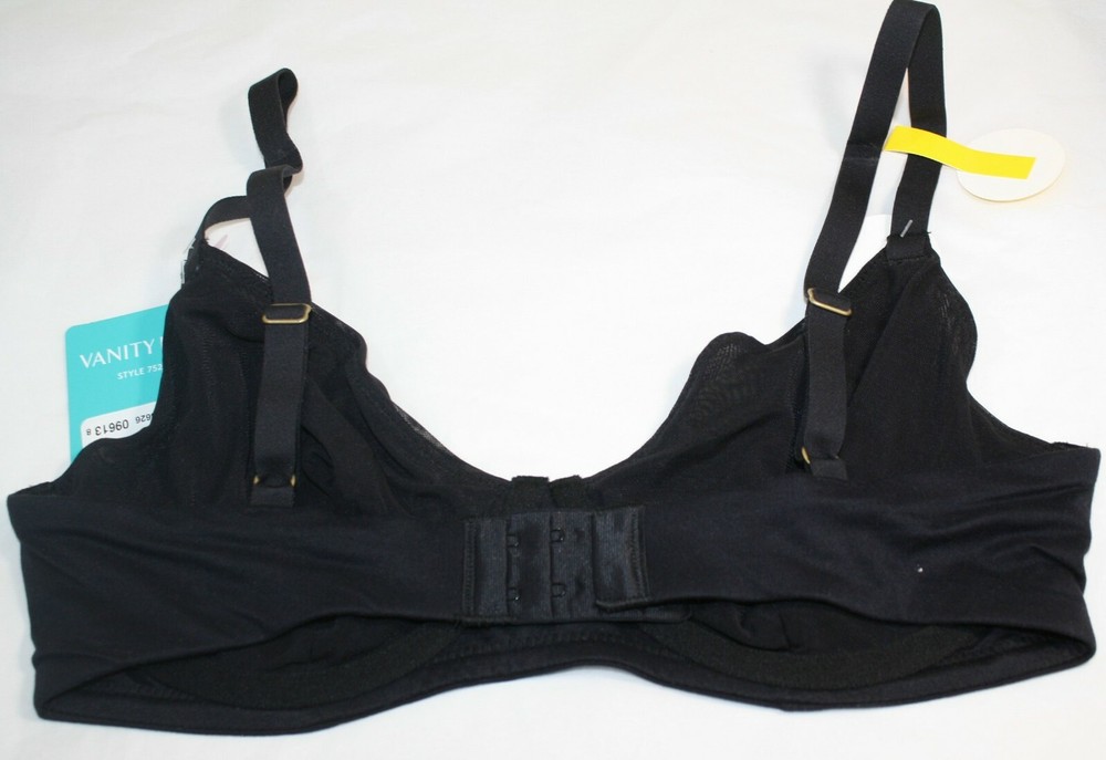 NWT VANITY FAIR BREATHABLE LUXE BRA full coverage 75237 BLACK