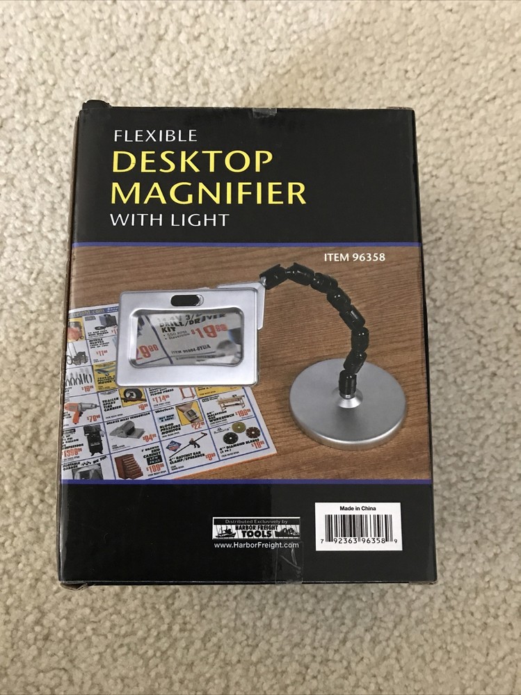 Flexible Desktop Magnifier with light 2.5 X Rectangular - NEW