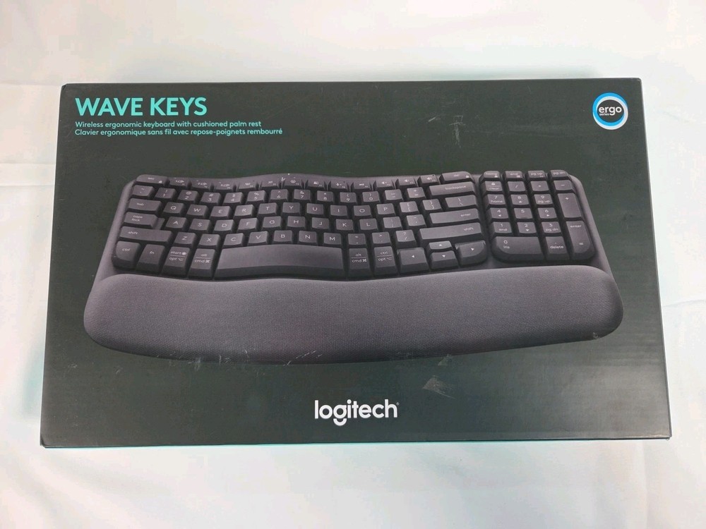 Logitech Wave Keys Wireless Ergonomic Keyboard with Cushioned Palm Rest