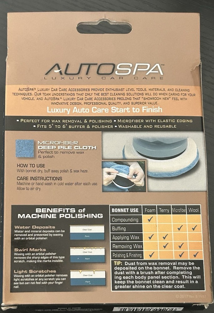*NEW* Autospa Microfiber Polishing Buffing Pad Bonnet 5-6" - 2 Pack