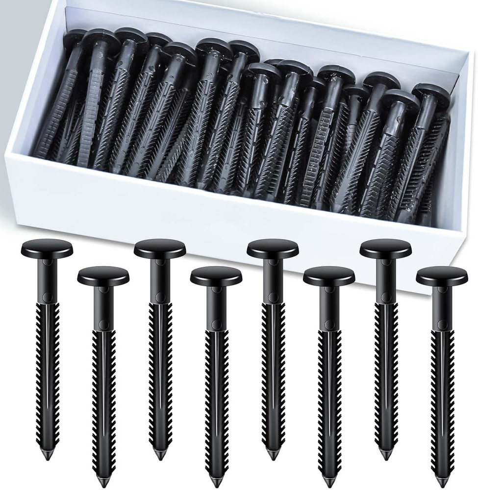 60Pcs 3 Inch Vinyl Shutter Fasteners, Black Window Shutter Panel Pegs Shutter Sc