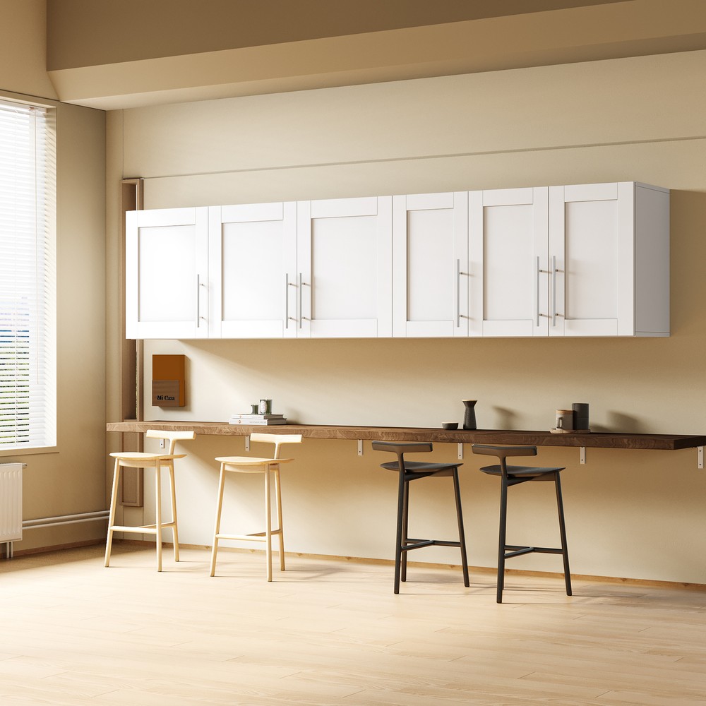 Stackable Wall Cabinet Wall Mounted Storage Cabinets W/ Adjustable Shelf 3 Doors