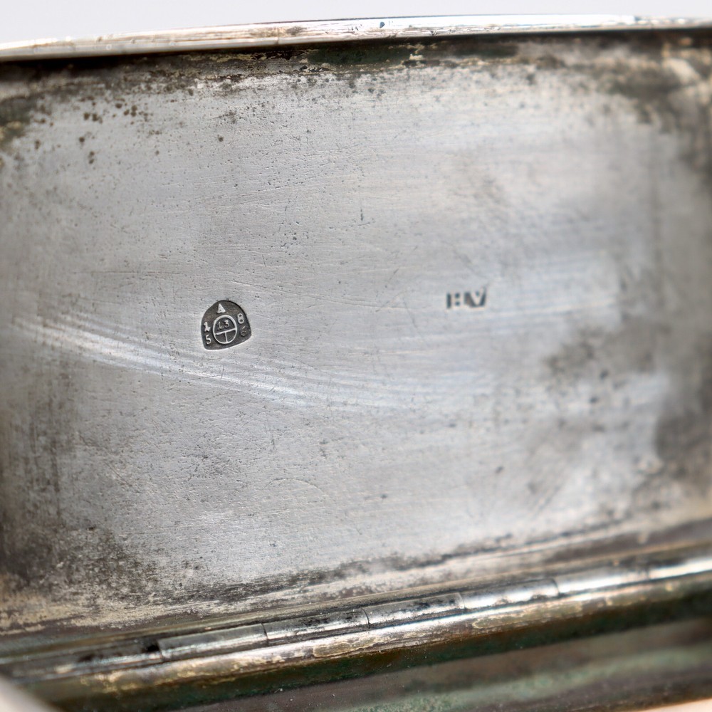 Antique Viennese or Austrian Engine-Turned Silver Card Case or Snuff Box.