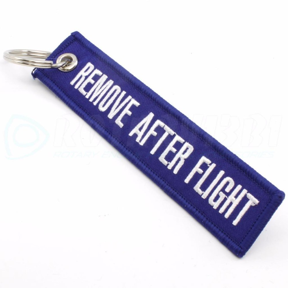 REMOVE AFTER FLIGHT KEYCHAIN QTY= 1 PC BLUE/white TAGS FLAGS PILOT CREW