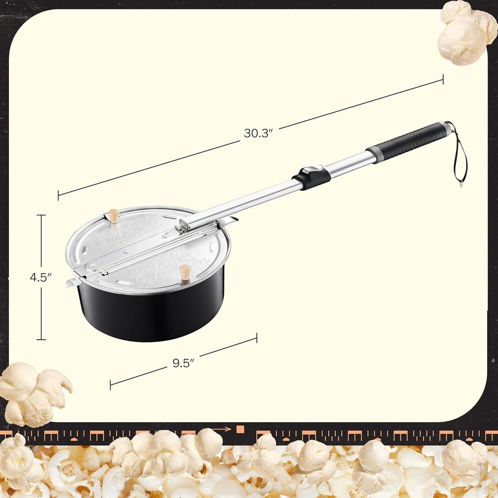 Campfire Popcorn Popper - Old Fashioned Popcorn Maker with Telescoping Handle...