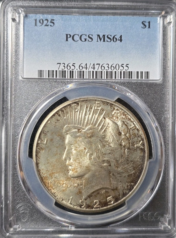 1925 PCGS MS64 Peace Silver Dollar - Toned