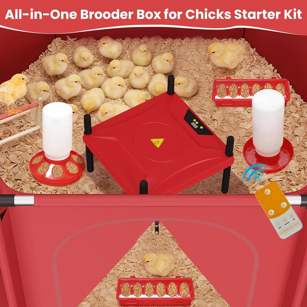 Brooder Box for Chicks, All-In-One Chick Starter Kit, Stainless Steel Frame Baby