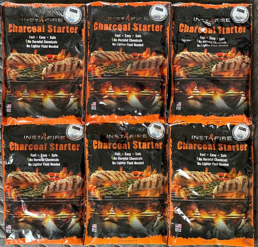 6 Packets Insta-Fire Charcoal Briquette Fire Starter - Fast & Easy