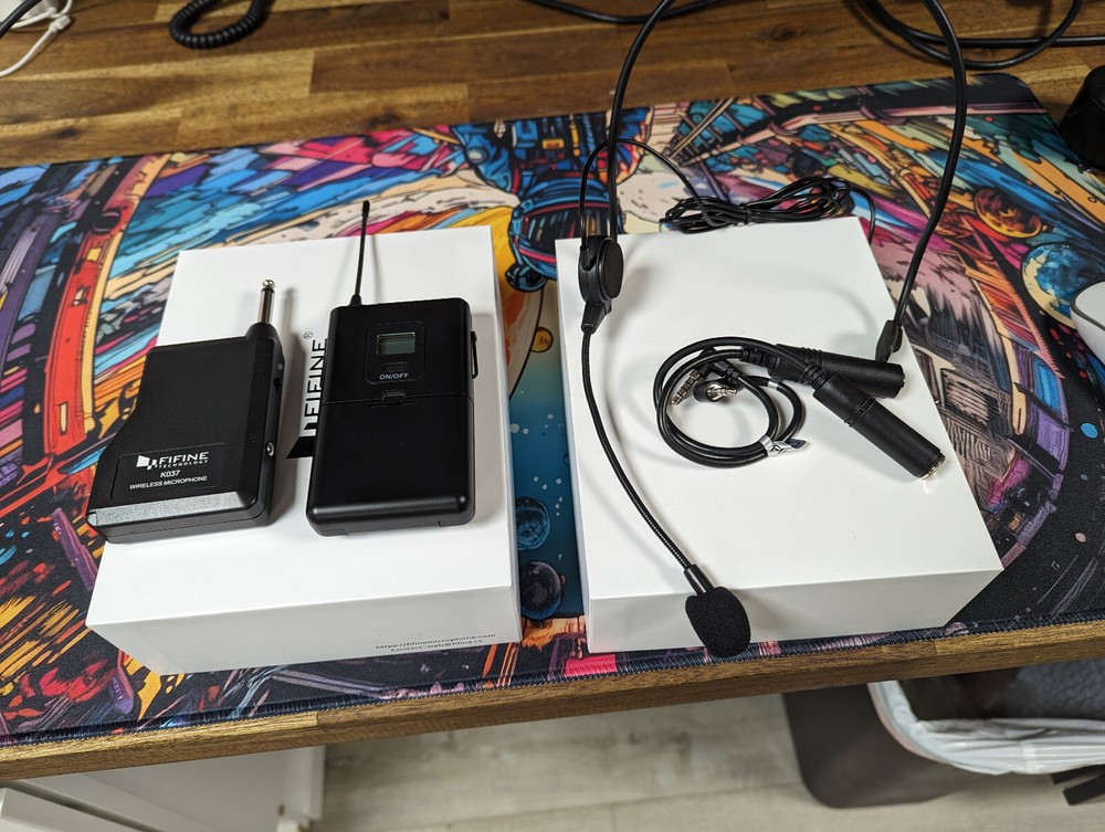 Fifine Technology UHF Wireless Lapel and Headset Microphone Kit K037B