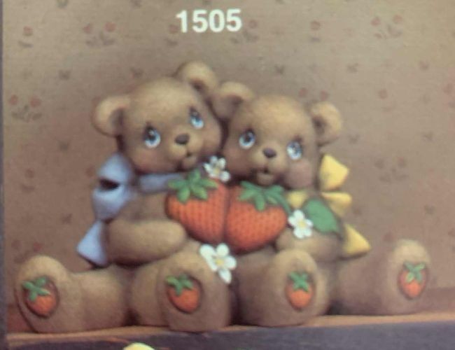 Strawberry cuddles bears ceramic bisque