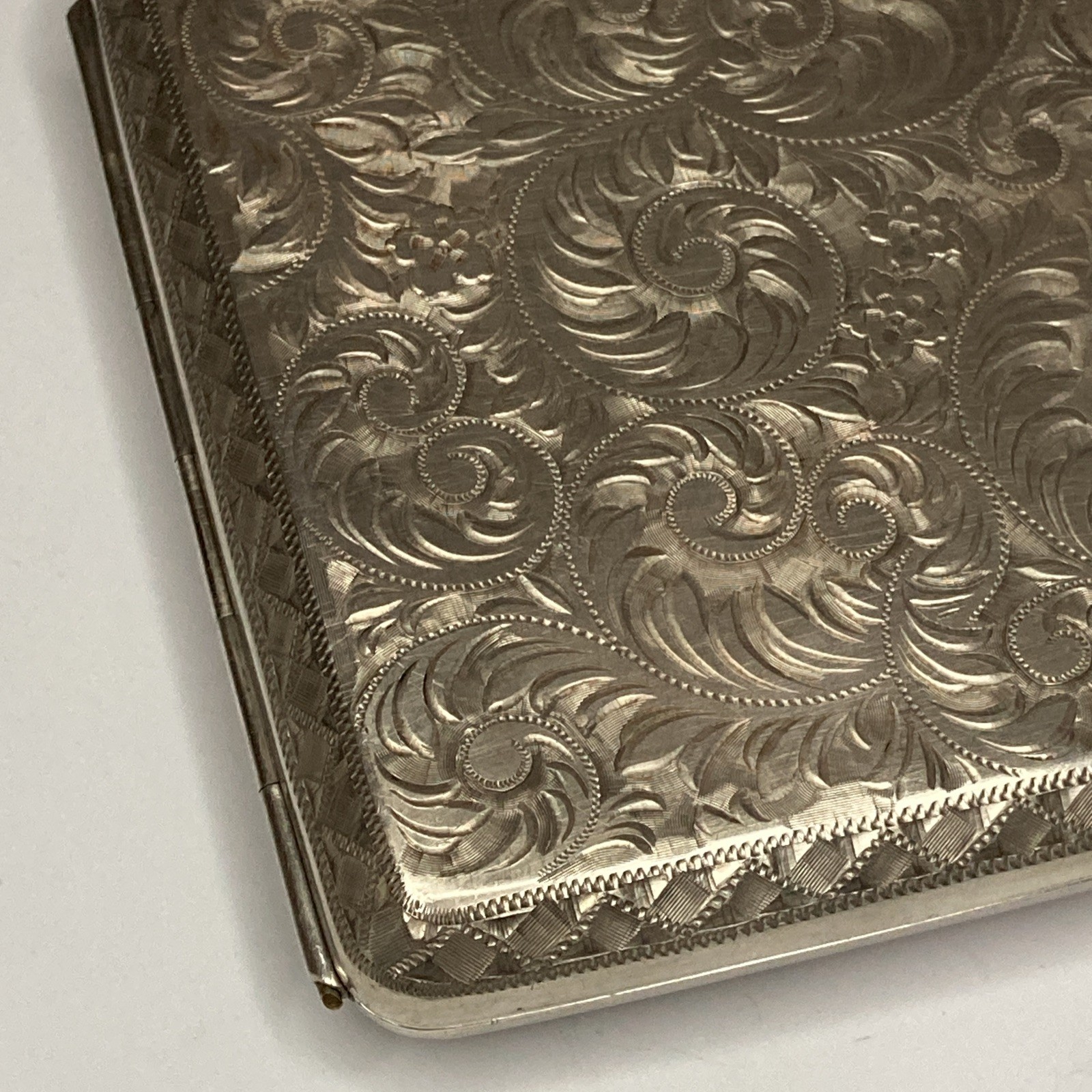 Sterling Silver .950 Cigarette Case Vintage Engraved~Made In Japan(130.5 Grams)