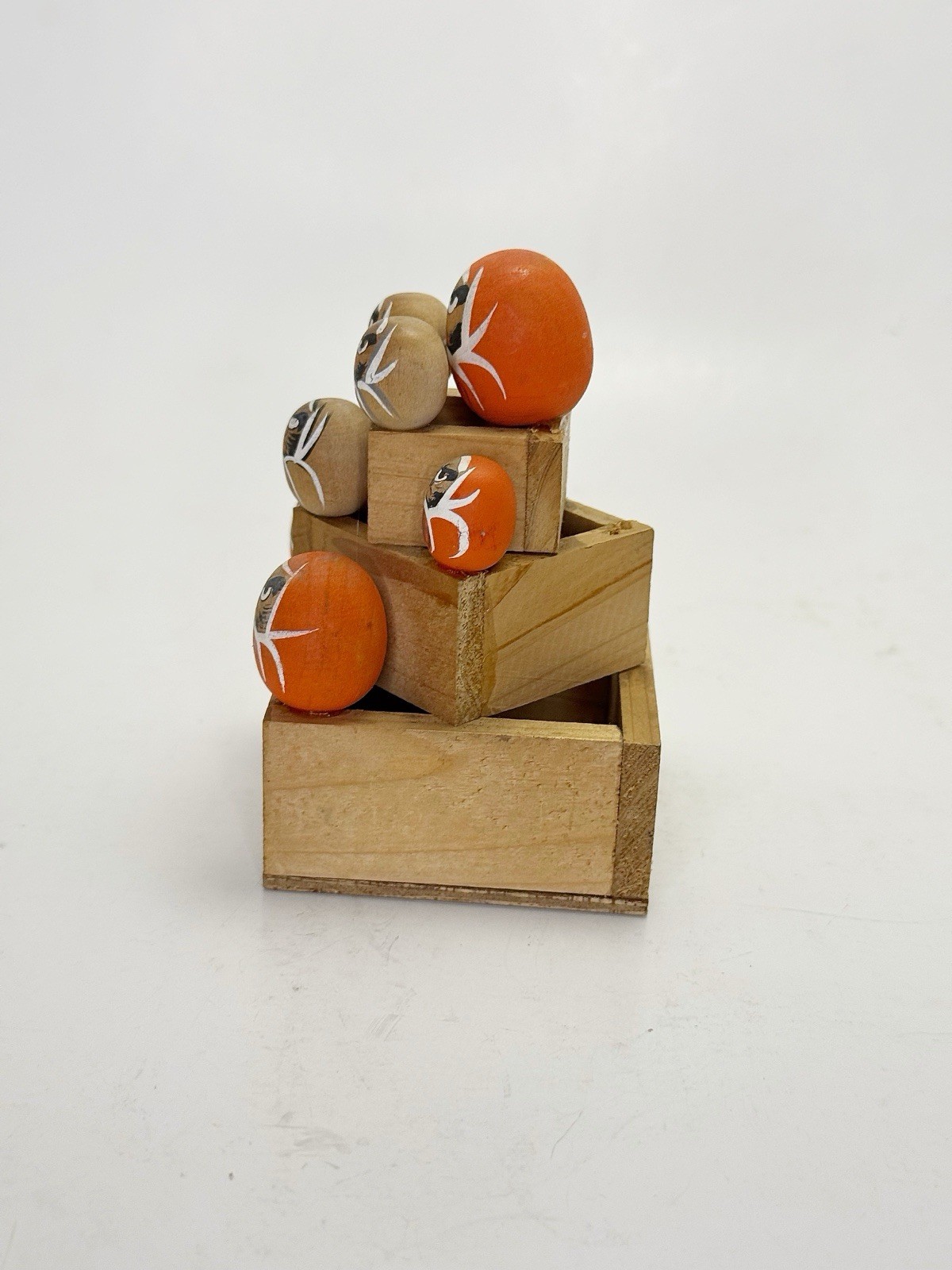 Japan Vtg Odawara Souvenir Daruma 4" Folk Art Miniature Doll Handcraft