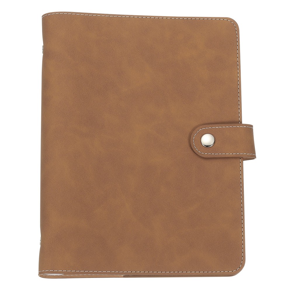 A5 PU Leather Binder Cover, 6 Ring Loose Leaf Binder Protector, Brown