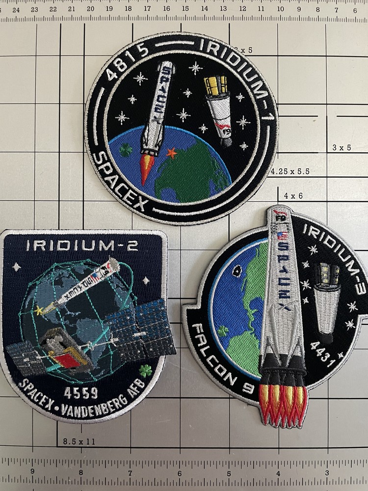 Authentic SPACEX Employee Serial Numbered Iridium 1 thru 7 Mission Patch
