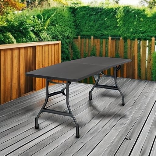Black 6ft Foldable Banquet Table - Durable, Weather-Resistant, Easy Cleanup