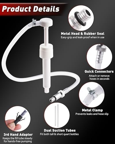 Fluid Pump for Standard Quart Bottles, 8cc Pump per Stroke, White, Quart Pump