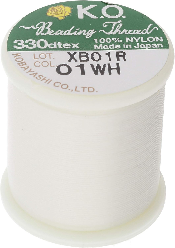 Nylon Beading Thread, White, 100% Nylon, 330TEX, 50M / 55Yds Spool
