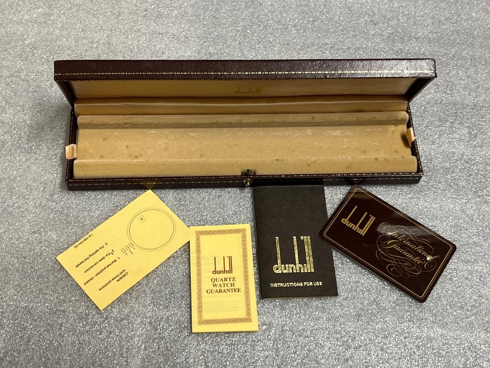 Rare Authentic DUNHILL Watch Presentation Box & Papers – Quartz Era – Box Only