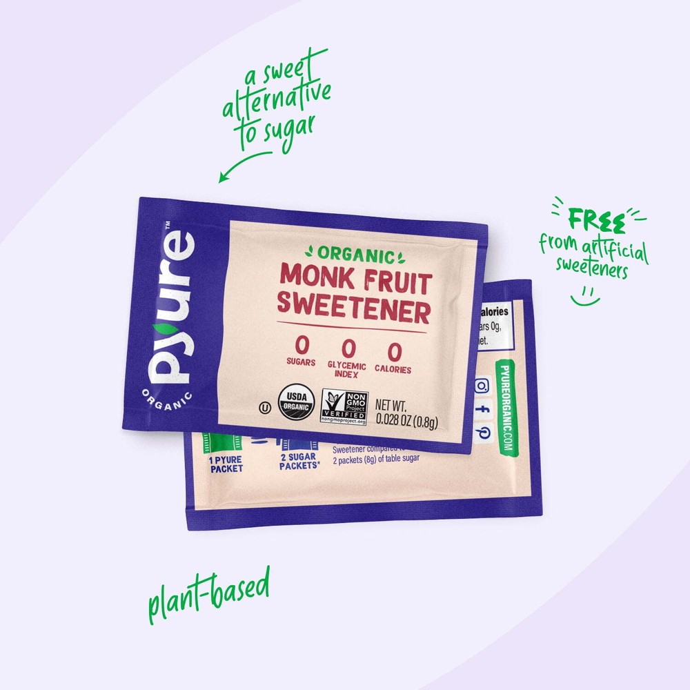 Pyure Organic Monk Fruit Blend Granular Sweetener Packets 80ct
