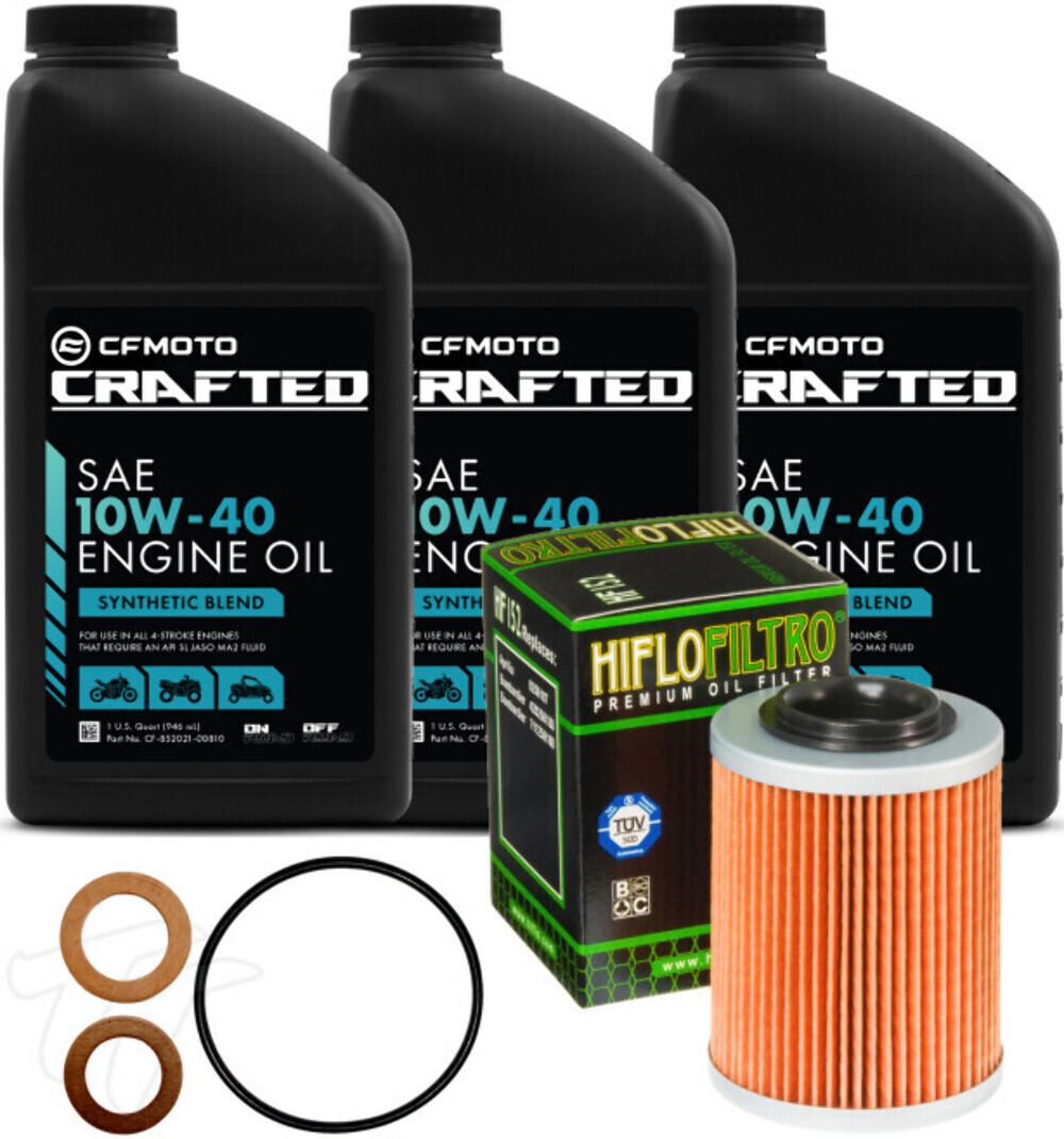 CFMOTO Oil Change Kit CFORCE/ZFORCE/UFORCE Synthetic Blend 10W-40 CRAFTED w/O-Ri
