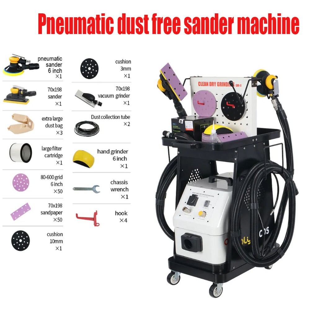 Pneumatic dust free sander machine vacuum dry sanding grinding extraction system