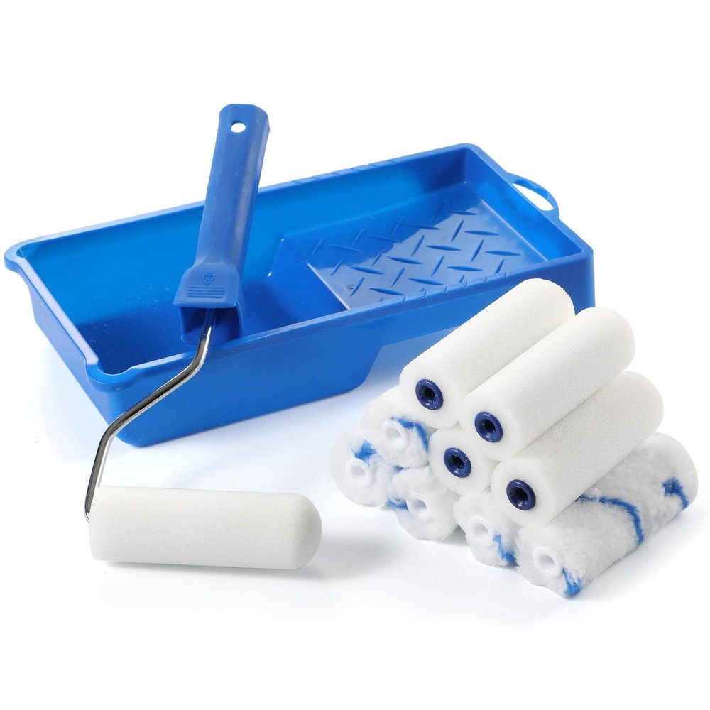 Paint Roller -Small Tray Set with High-Density Foam Mini Blue