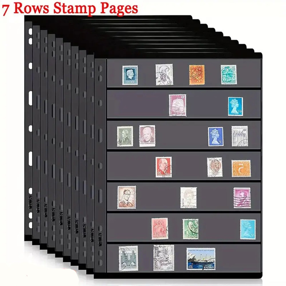 Stamp Pages for Album Binder 10 Sheet 7 Rows Pages for Stamp Collectors