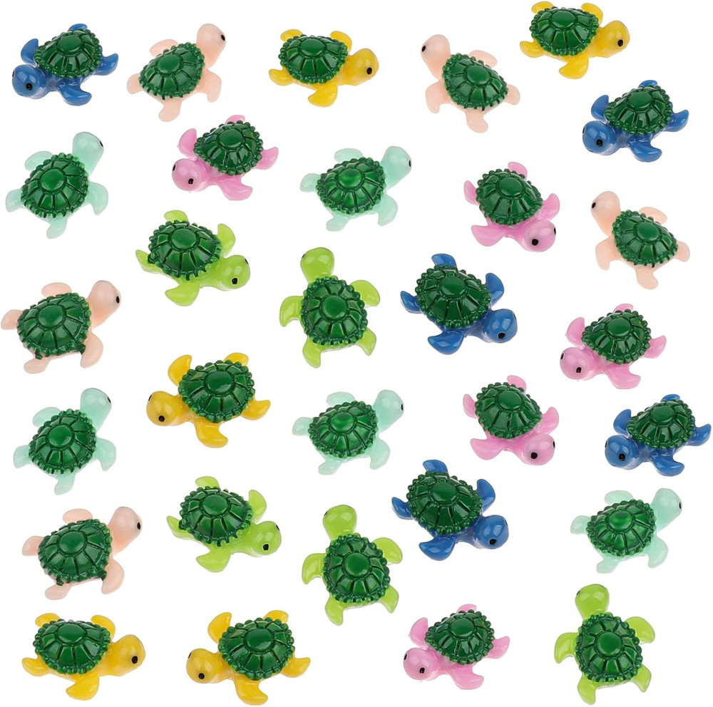 30 Pcs Miniature Turtles Multicolored Mini Turtle Decor Tiny Turtles Miniature T