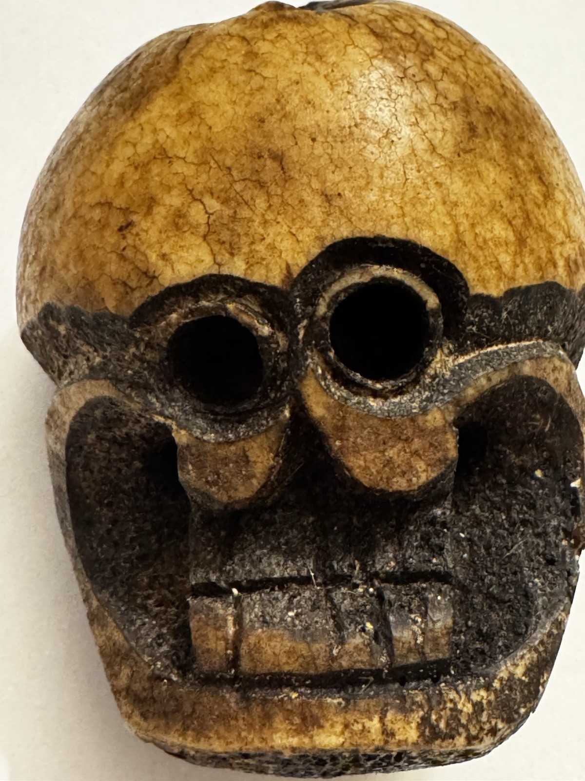 Oddity Hand Carved Tibetan Style Skull Bead Pendant Amulet Charm 2.5”