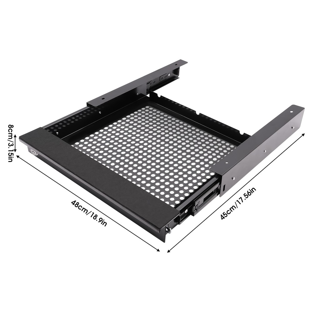 Locking Under Table Drawer Sliding Under Desk Hidden Storage Organizer Black