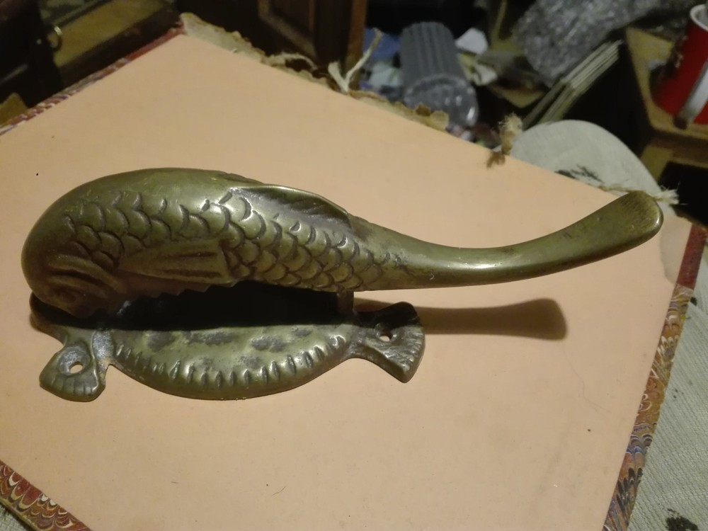 RARE - Antique Front Door Knocker BRASS FISH