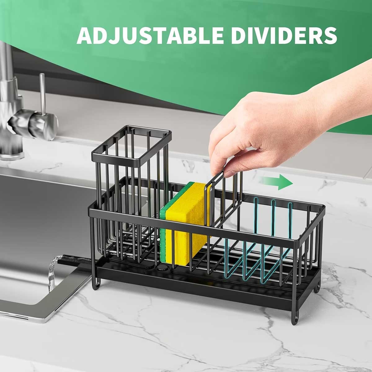 Kitchen Sink Caddy, Stainless Steel Sink Caddy, Dish Brush Holder, Sponge Holder