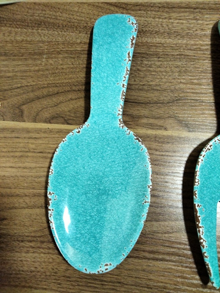 Upware 2 Piece 10.75" Melamine Salad Server Utensils Spoon & Fork Crackle...