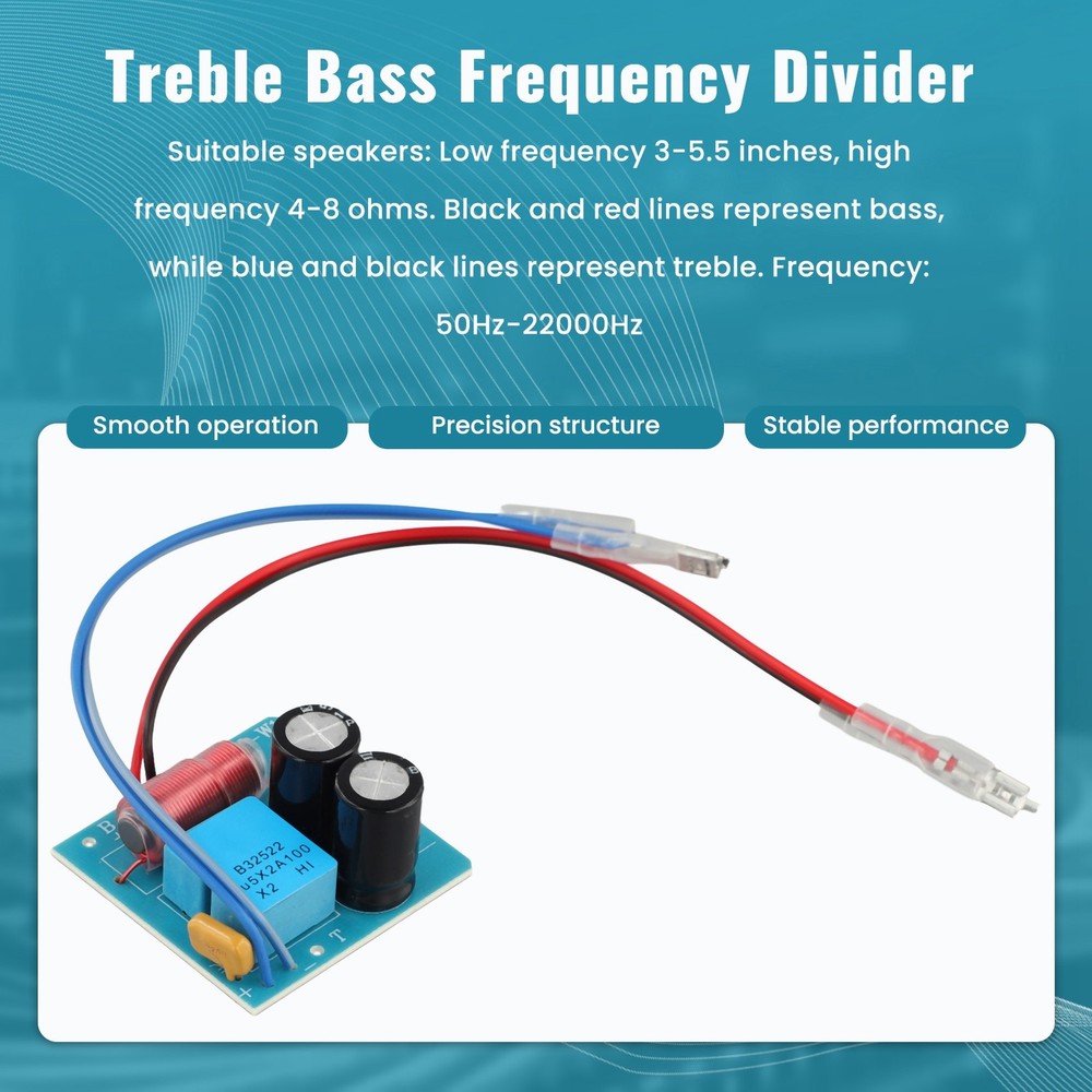 60W 2 Way Audio Speaker Frequency Divider Treble 2 Unit Crossover1225