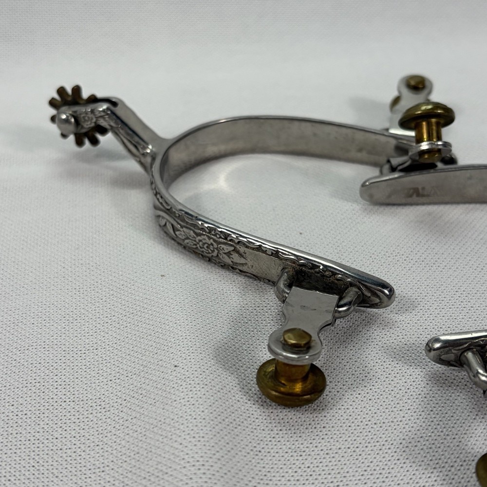 Partrade Metalab Leaf Engraved Silver Western Spurs